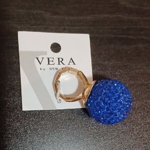Stylish Gold and Blue Statement Ring